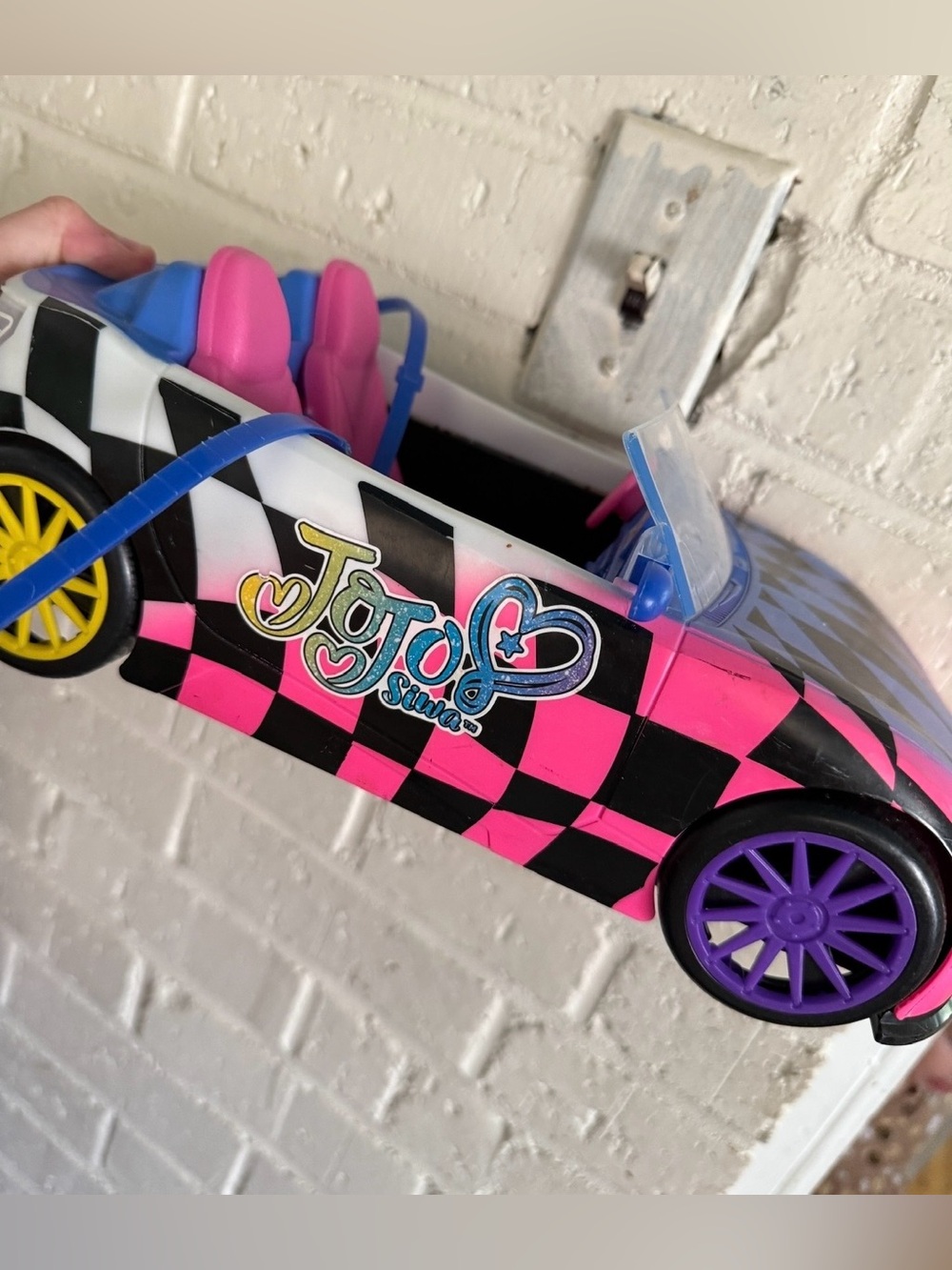 JoJo Siwa Pink & Black Checkered Toy Car - Barbie jojo siwa car